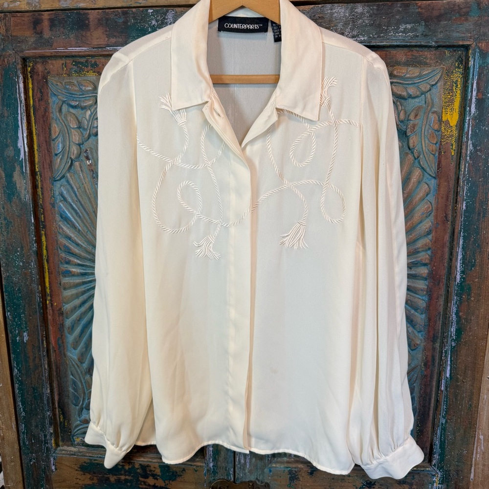 Vintage blouse cord embroidery Victorian granny core